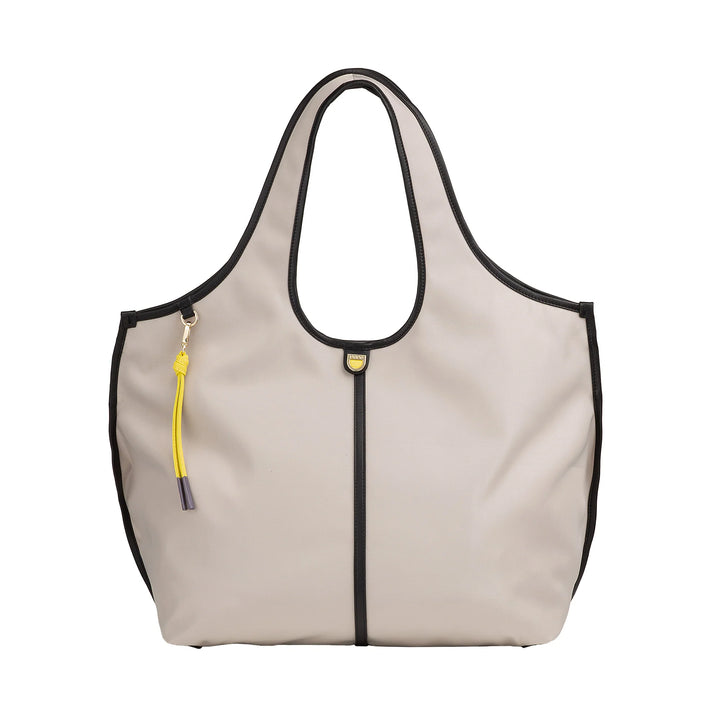 DUDU Große Damen-Schulterhandtasche aus Nylon und Leder – leichter Shopper mit verstellbarem Schultergurt und Magnetverschluss