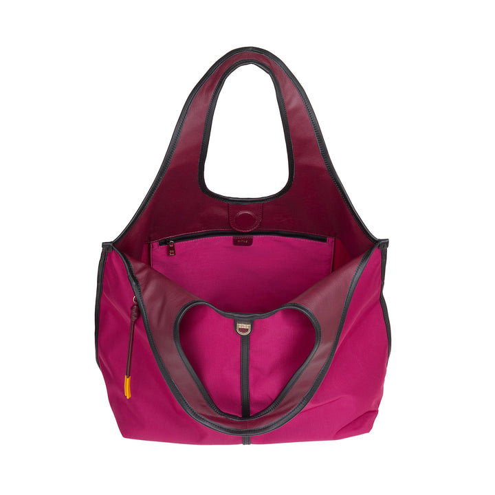 DUDU Große Damen-Schulterhandtasche aus Nylon und Leder – leichter Shopper mit verstellbarem Schultergurt und Magnetverschluss