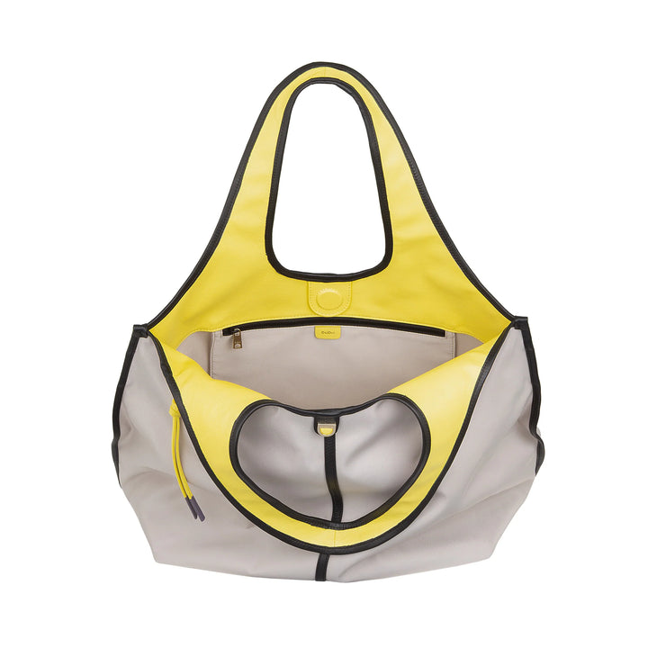 DUDU Große Damen-Schulterhandtasche aus Nylon und Leder – leichter Shopper mit verstellbarem Schultergurt und Magnetverschluss