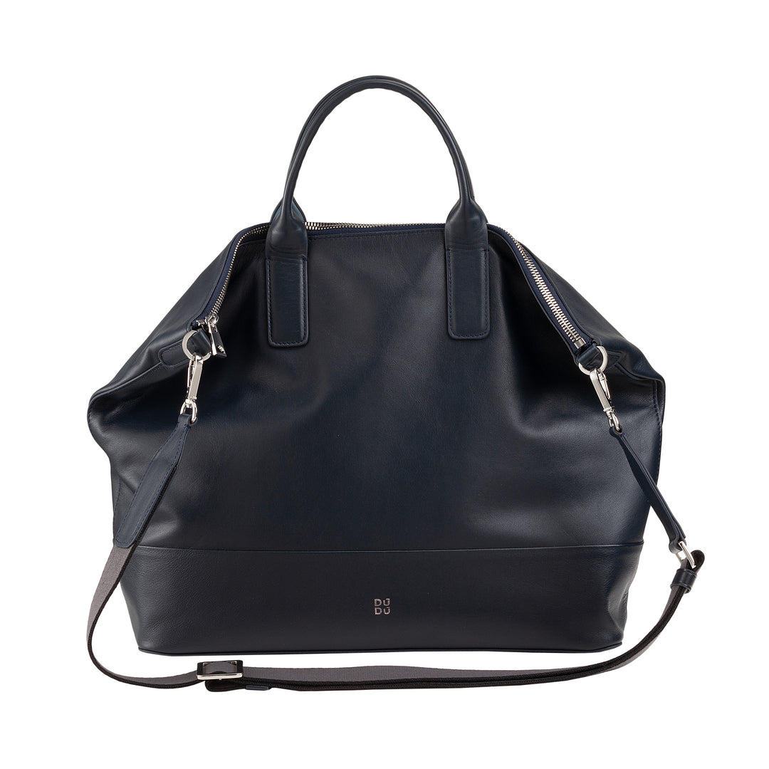 DUDU shoulder bag shoulder elegant woman in real leather, handbag with two handles and zip zipper