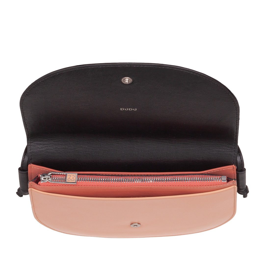DUDU BRAKE BROW SMALL WOMEN IN LEATHER, COMPETTED STEP SOCK BANK WITH BUTTON CLOSURE, ADVANTABLE shoulder strap