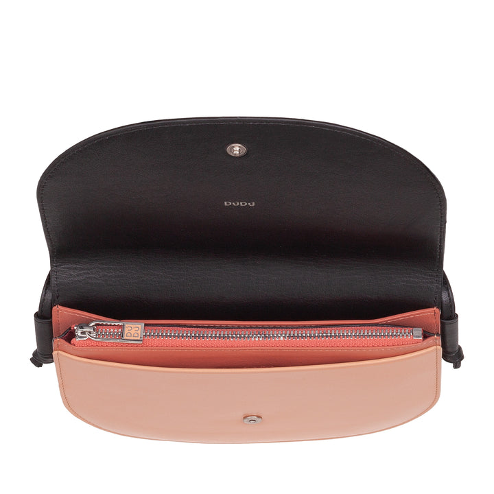 DUDU BRAKE BROW SMALL WOMEN IN LEATHER, COMPETTED STEP SOCK BANK WITH BUTTON CLOSURE, ADVANTABLE shoulder strap