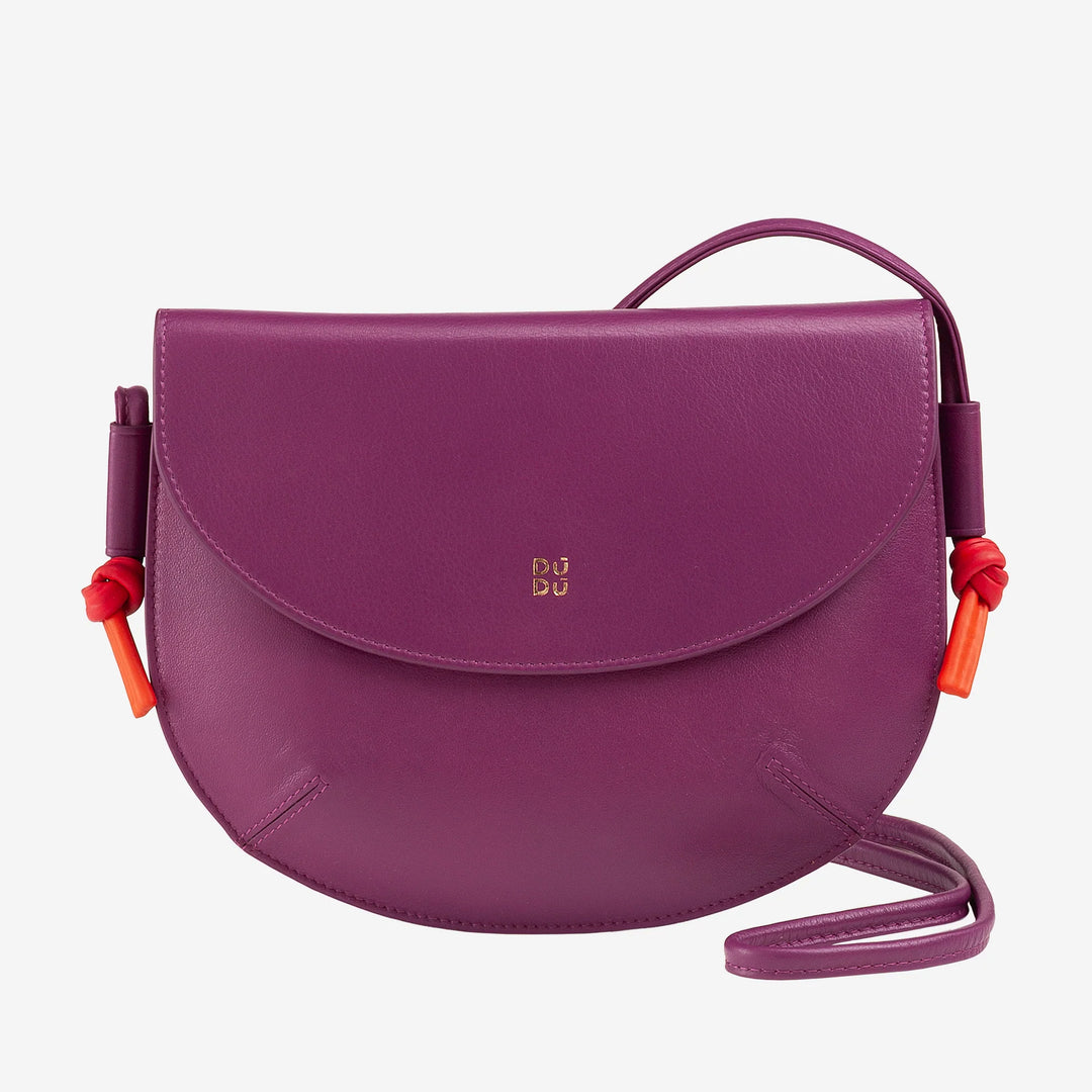 DUDU Damen Umhängetasche mit Klappe aus echtem Leder, kleine Umhängetasche mit magnetischer Knopfklappe, Handtasche