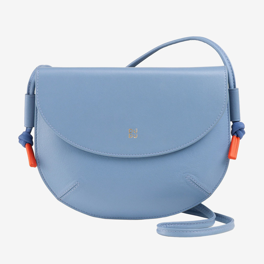 DUDU Damen Umhängetasche mit Klappe aus echtem Leder, kleine Umhängetasche mit magnetischer Knopfklappe, Handtasche