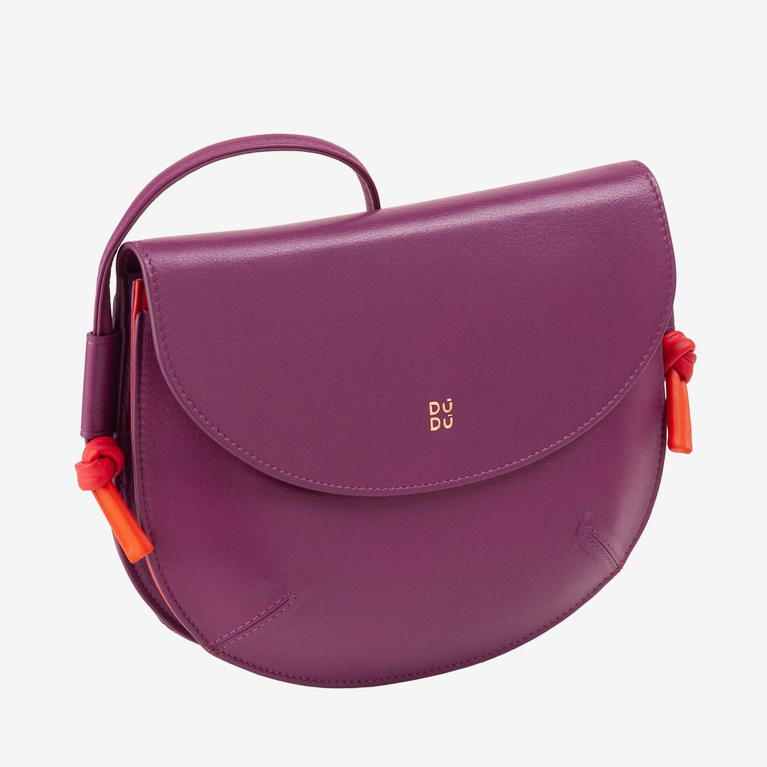 DUDU Damen Umhängetasche mit Klappe aus echtem Leder, kleine Umhängetasche mit magnetischer Knopfklappe, Handtasche