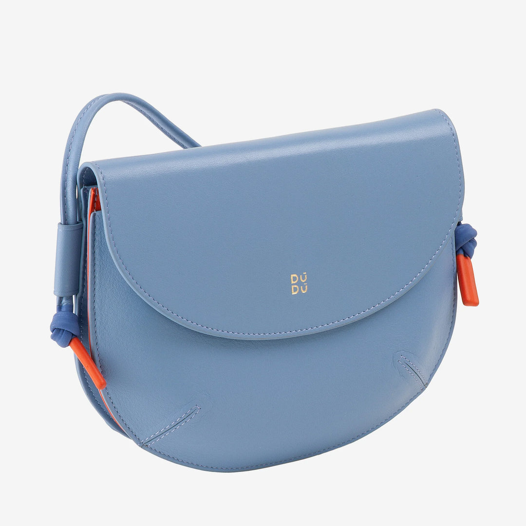 DUDU Damen Umhängetasche mit Klappe aus echtem Leder, kleine Umhängetasche mit magnetischer Knopfklappe, Handtasche