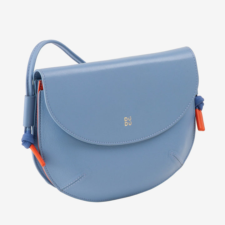 DUDU Damen Umhängetasche mit Klappe aus echtem Leder, kleine Umhängetasche mit magnetischer Knopfklappe, Handtasche