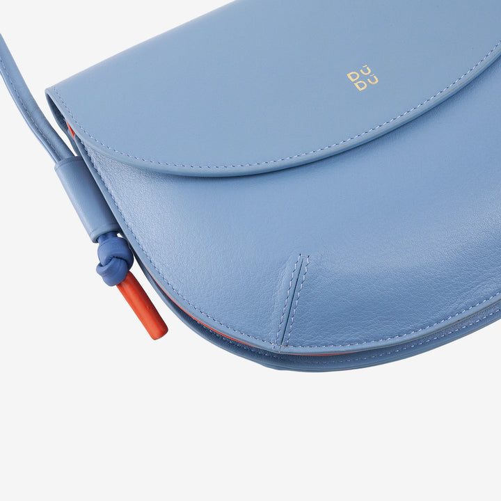 DUDU Damen Umhängetasche mit Klappe aus echtem Leder, kleine Umhängetasche mit magnetischer Knopfklappe, Handtasche