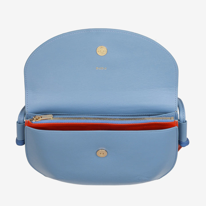 DUDU Damen Umhängetasche mit Klappe aus echtem Leder, kleine Umhängetasche mit magnetischer Knopfklappe, Handtasche