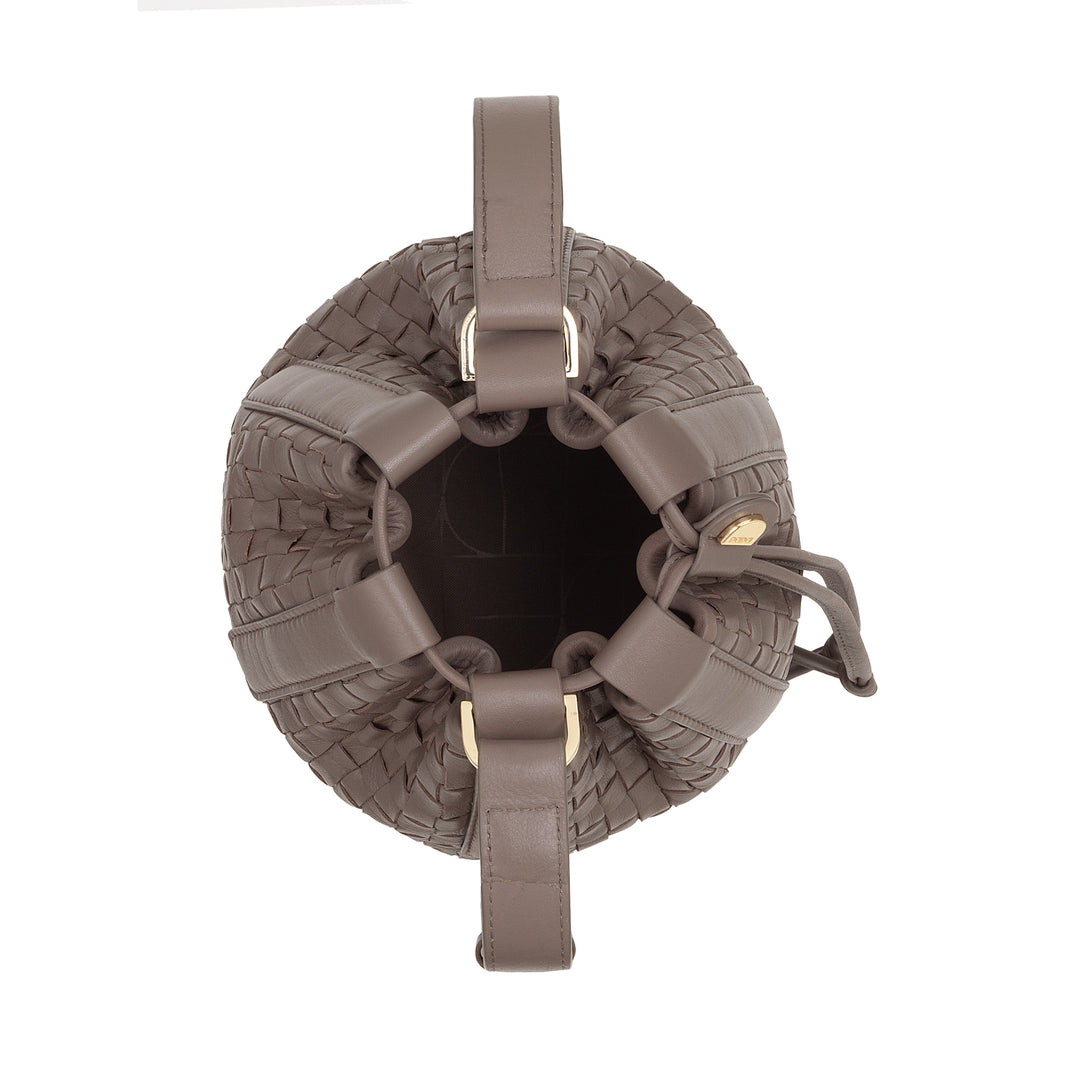 DUDU Large Bucket Bag til kvinder i vævet læder - Elegant Crossbody skuldertaske med justerbar skulderrem, snøre og indvendig clutch - Casual Chic Artisan Style til arbejde Fritid