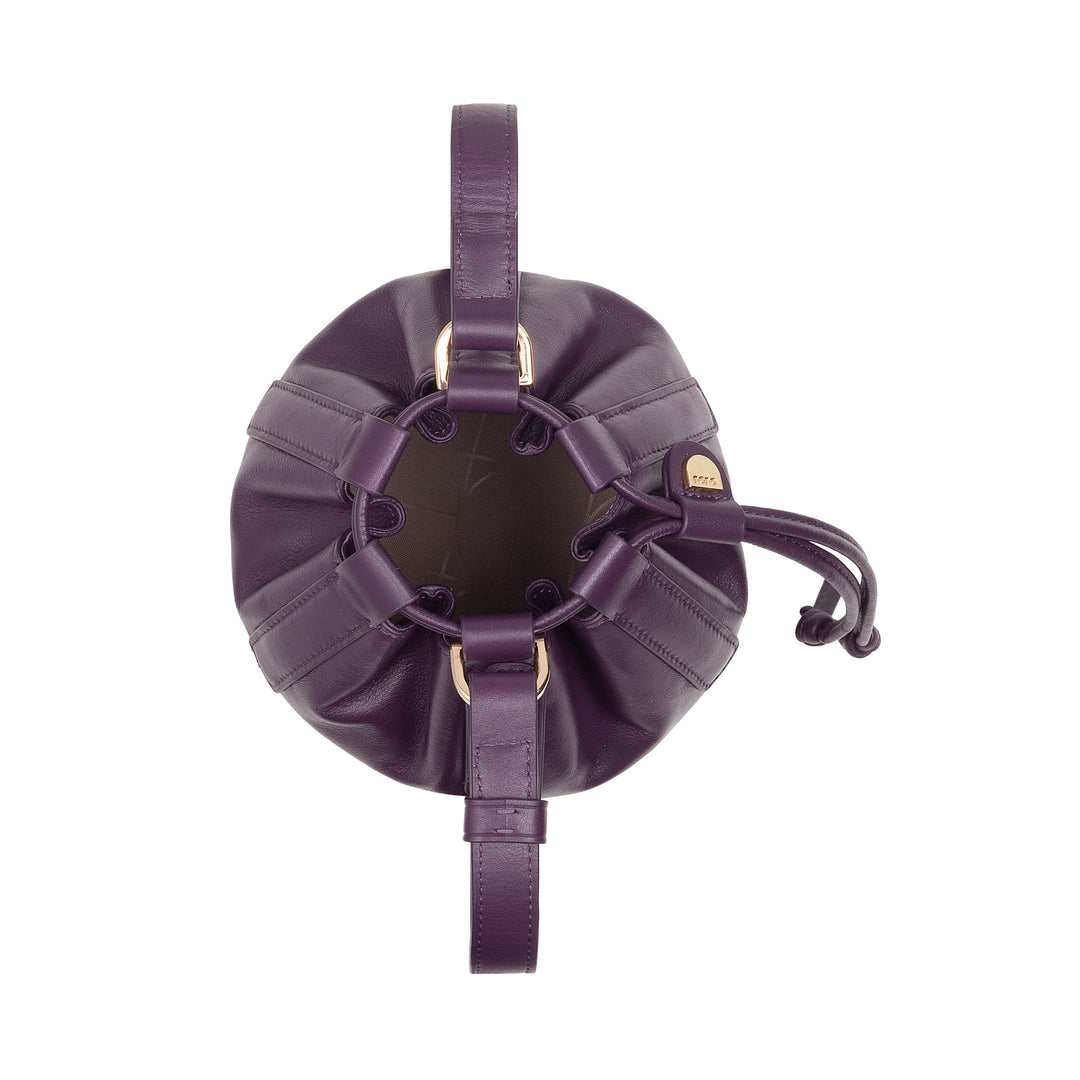 DUDU Small Bucket Bag för kvinnor i äkta läder med justerbar axelrem och dragsko - Elegant och kompakt axelväska med dragsko, perfekt för dagligt bruk