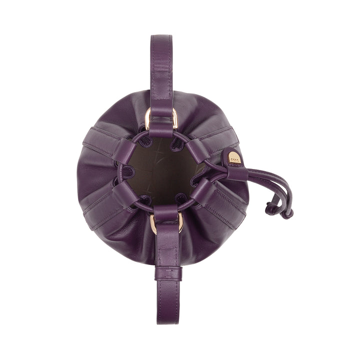 DUDU Small Bucket Bag för kvinnor i äkta läder med justerbar axelrem och dragsko - Elegant och kompakt axelväska med dragsko, perfekt för dagligt bruk