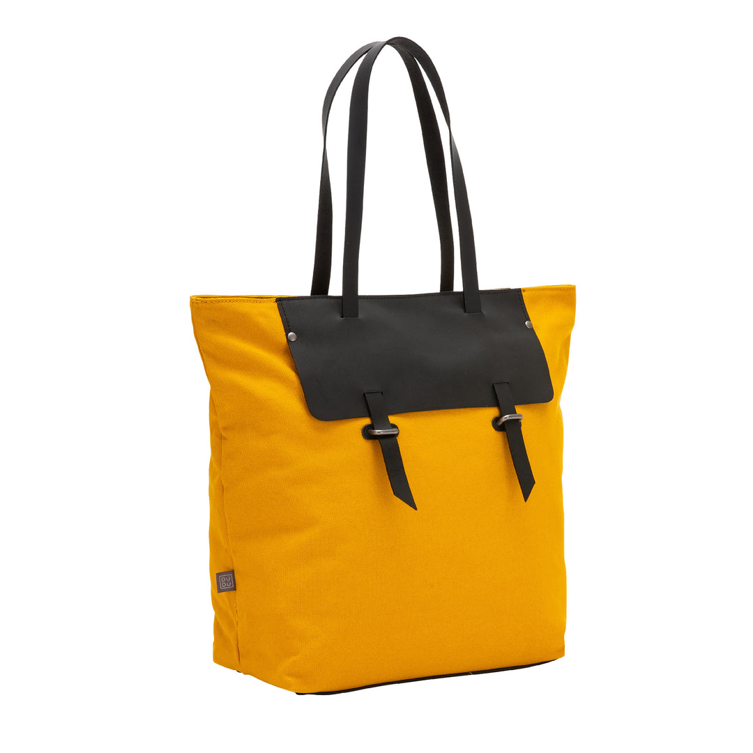 Dudu Bag Tote Shopper Women in Leather and Canvas Two -tone indkøbspose stor med lynlås lukning