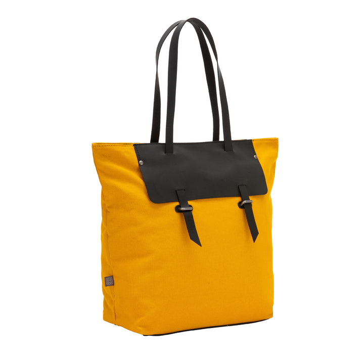 Dudu Bag Tote Shopper Women in Leather and Canvas Two -tone indkøbspose stor med lynlås lukning