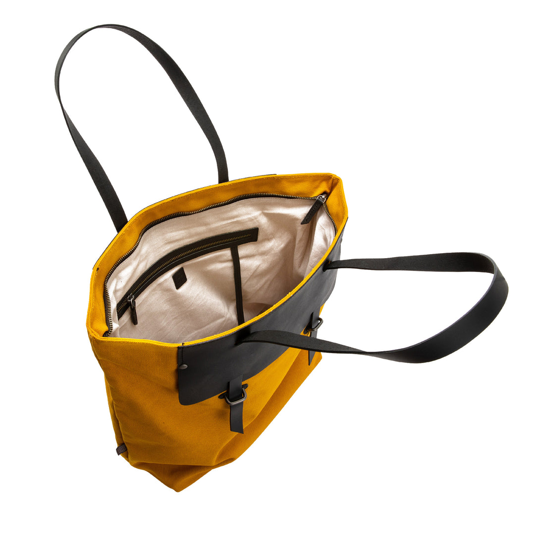 Dudu Bag Tote Shopper Women in Leather and Canvas Two -tone indkøbspose stor med lynlås lukning