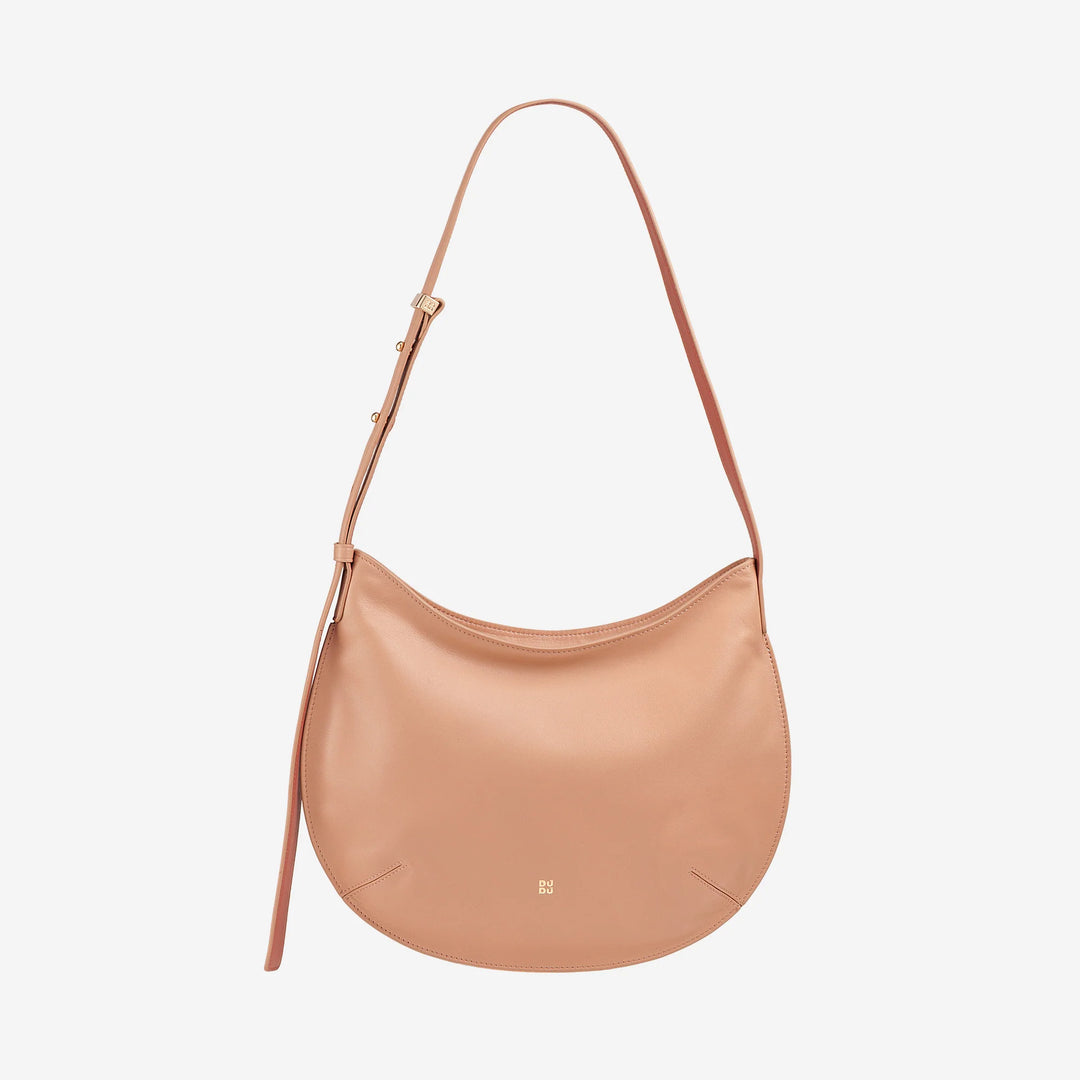 DUDU Mittelgroße weiche Umhängetasche für Damen aus echtem Leder, Hobo-Tasche mit verstellbarem Schultergurt, Umhängetasche mit Reißverschluss
