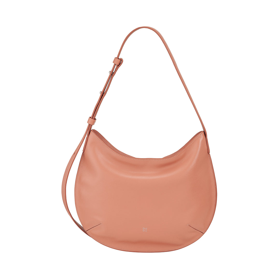 DUDU shoulder bag medium woman in real leather, hobo bag with adjustable shoulder strap, shoulder bag with zip zip