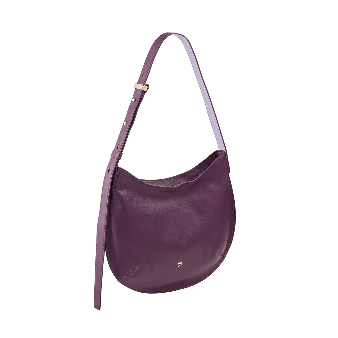 DUDU shoulder bag medium woman in real leather, hobo bag with adjustable shoulder strap, shoulder bag with zip zip