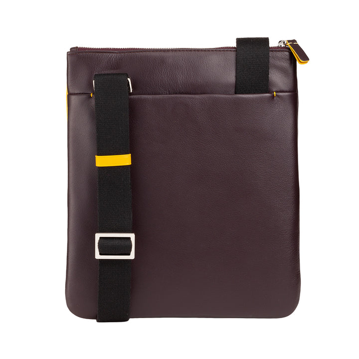 DUDU Borsello Men with leather shoulder strap with zip zipper, shoulder bag compact design in real colored leather and adjustable belt