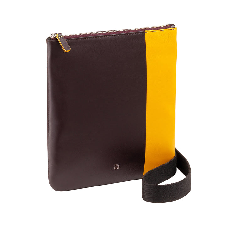 DUDU Borsello Men with leather shoulder strap with zip zipper, shoulder bag compact design in real colored leather and adjustable belt