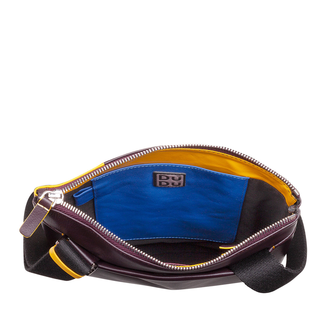 DUDU Borsello Men with leather shoulder strap with zip zipper, shoulder bag compact design in real colored leather and adjustable belt