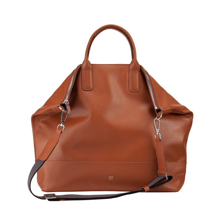 DUDU WOMEN SOFT WOMEN BAG IN LEATHER, GREGING BRWING BAG WITH DETABLE BACK, HAND BAG with two handles and zip closure