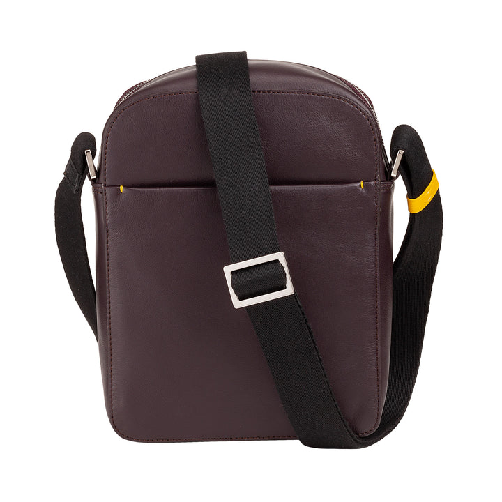 DUDU Borsello Man in real colorful leather, adjustable shoulder bag, small compact design, multi compartment and zip closure