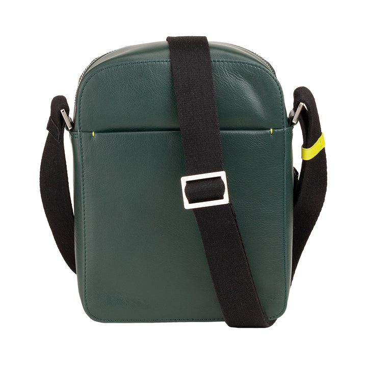 DUDU Borsello Man in real colorful leather, adjustable shoulder bag, small compact design, multi compartment and zip closure