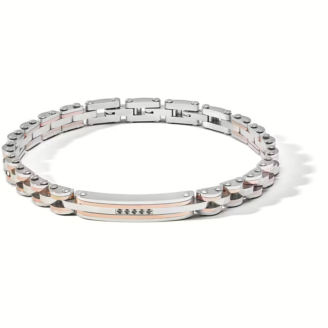 Comete Zip Armbånd Stål finish PVD Gold Pink Zirconi UBR 1173