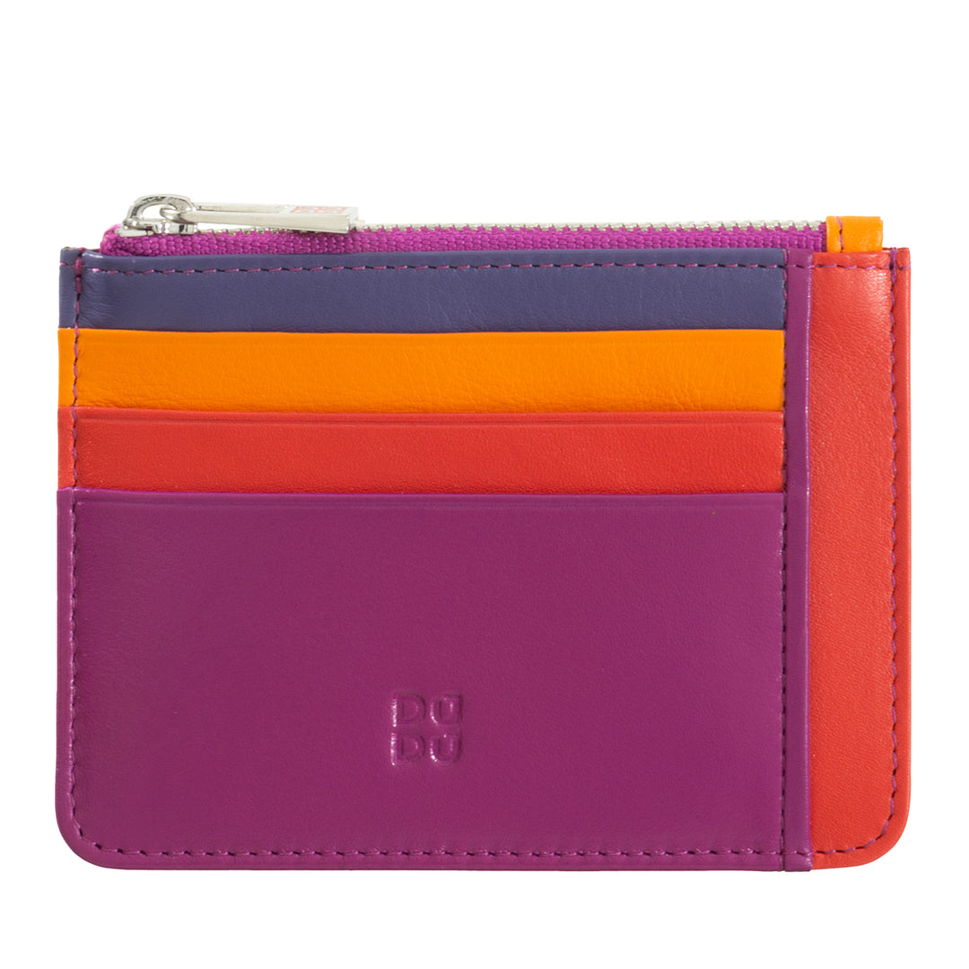 DUDU sachet Credit cards in real colorful leather wallet with zip