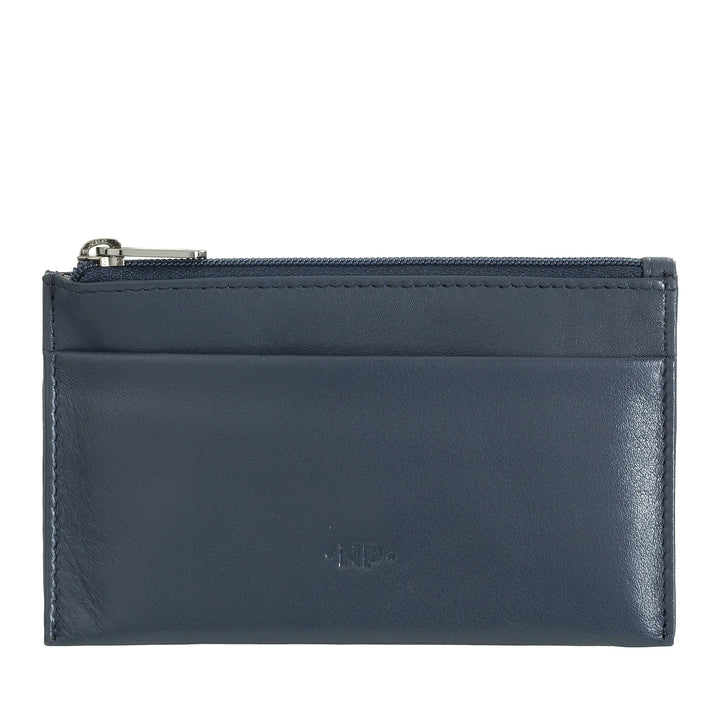 Nuvola Pelle Keychain and Coin Purse in Genuine Nappa Leather Pouch with Zip and 2 rings for keys
