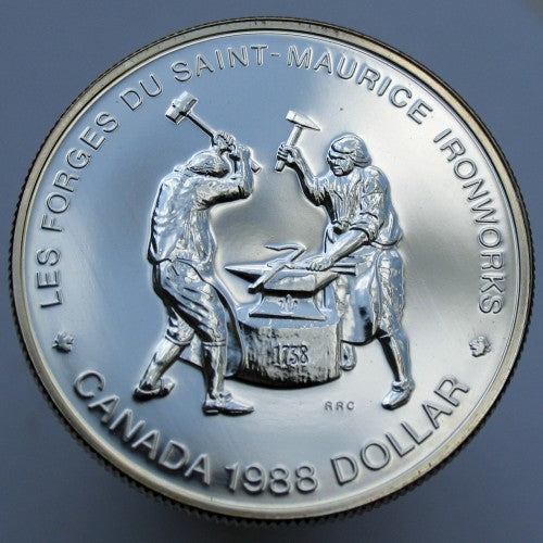 1 canadisk dollar 1988 Les Forges du Saint-Maurice Ironworks sølvmønt