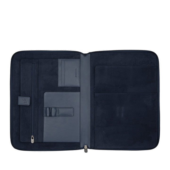 Nuvola Pelle Dokumentenmappe aus Leder im A4-Format, Arbeitsorganizer, Notizblockhalter, Stifthalter, Tablet-Halter mit rundem Reißverschluss
