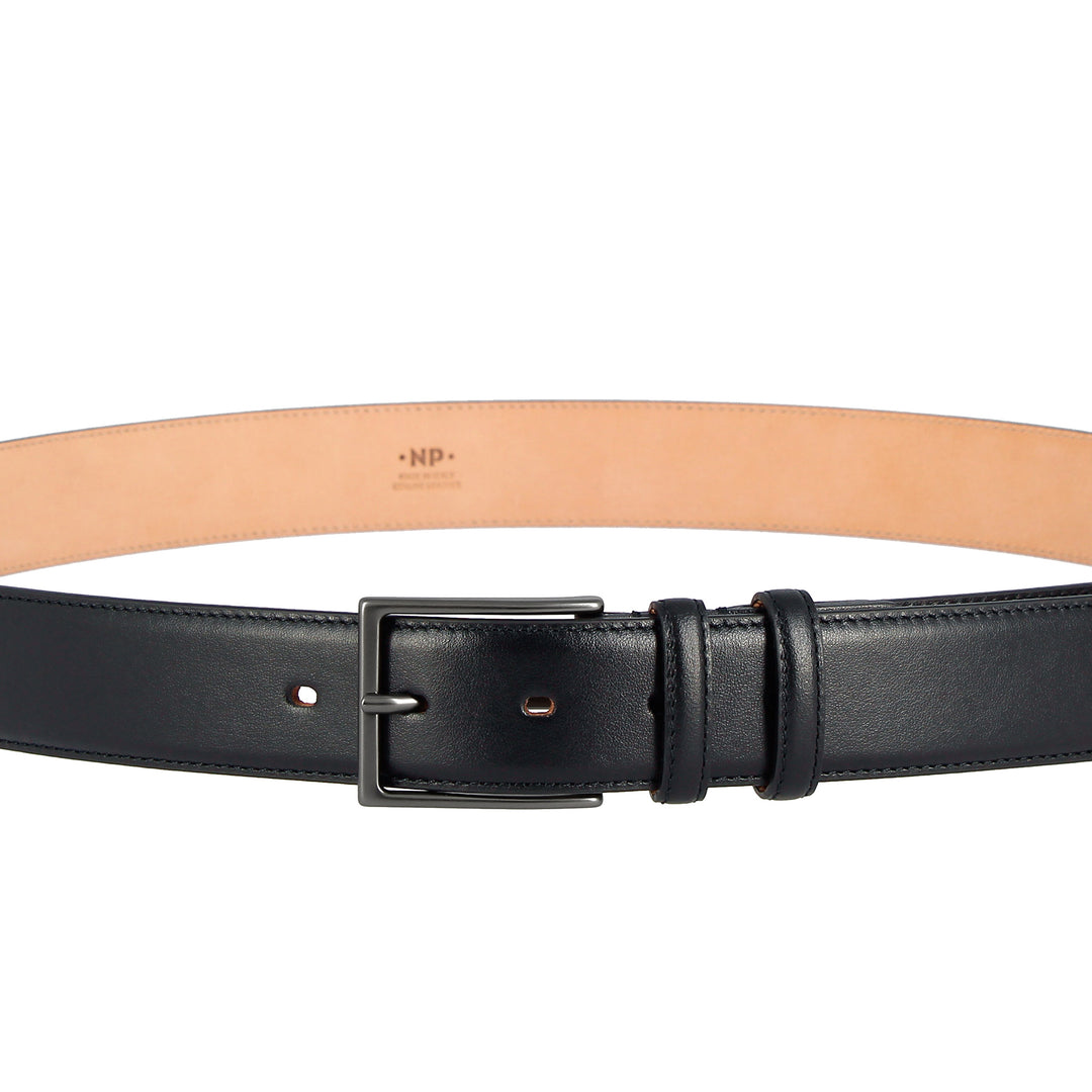 Nuvola leather belt for men in soft leather Made in Italy elegant H 34mm with metal buckle