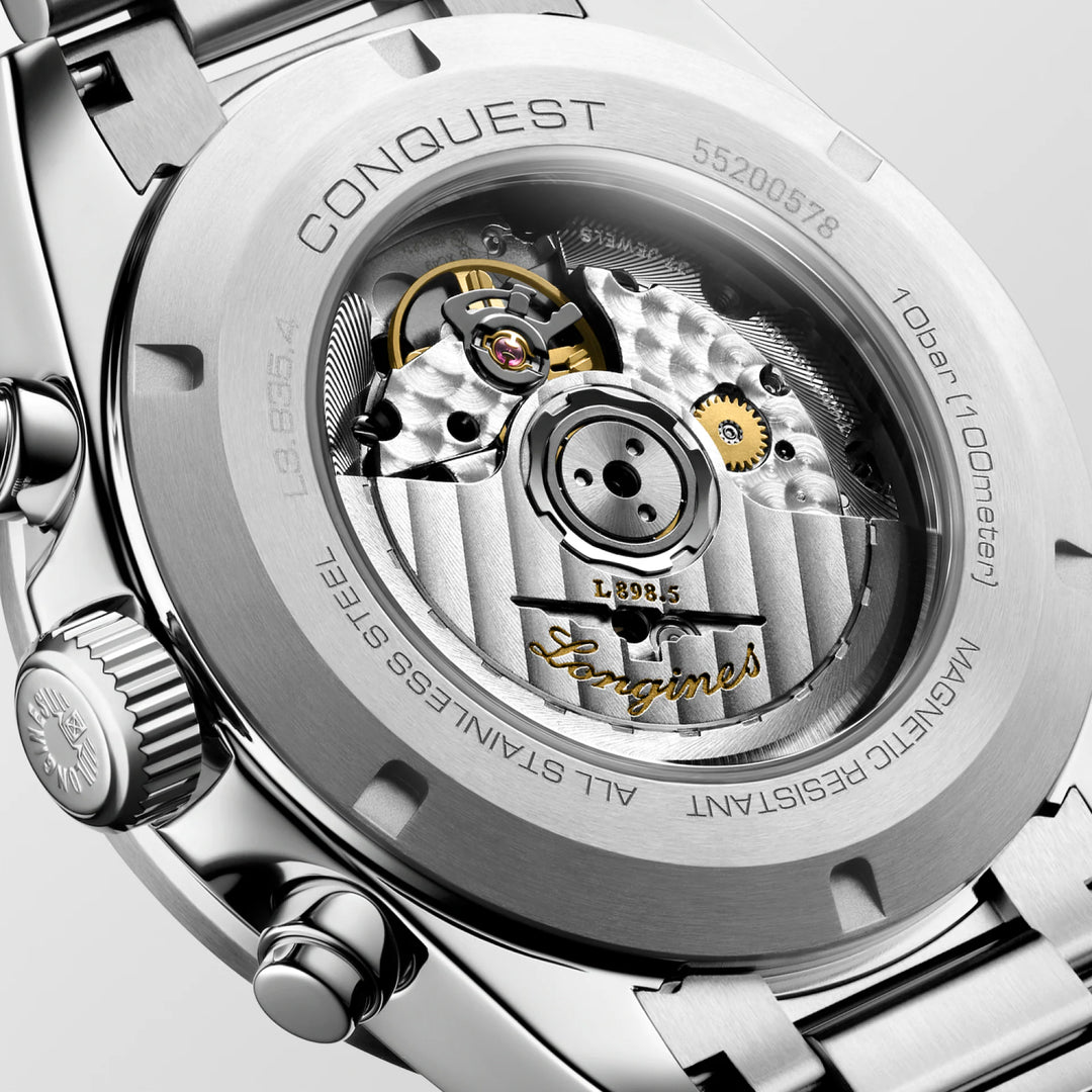 Longines Conquest Chronograph 42 mm sort automatisk stålur L3.835.4.52.6