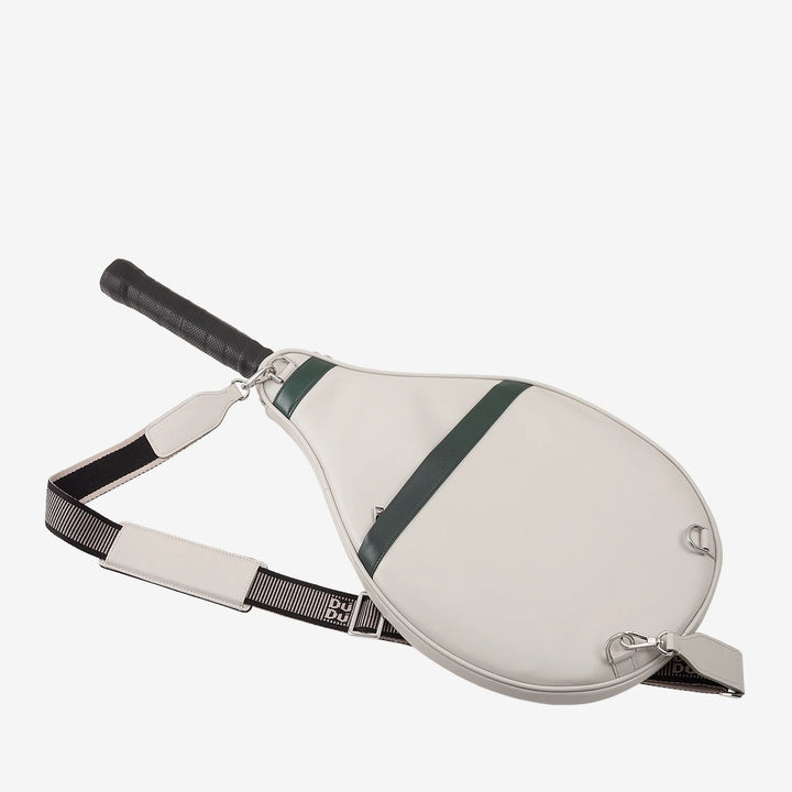 DUDU Tennisschläger-Etui aus echtem Leder, limitierte Auflage, gepolsterte Hülle mit Reißverschluss, Seitentasche und Schultergurt