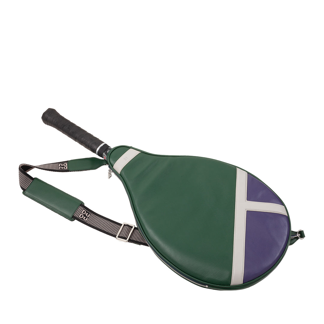DUDU Tennisschläger-Etui aus echtem Leder, limitierte Auflage, gepolsterte Hülle mit Reißverschluss, Seitentasche und Schultergurt