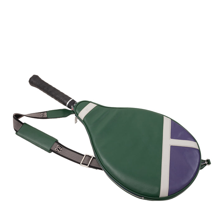 DUDU Tennisschläger-Etui aus echtem Leder, limitierte Auflage, gepolsterte Hülle mit Reißverschluss, Seitentasche und Schultergurt