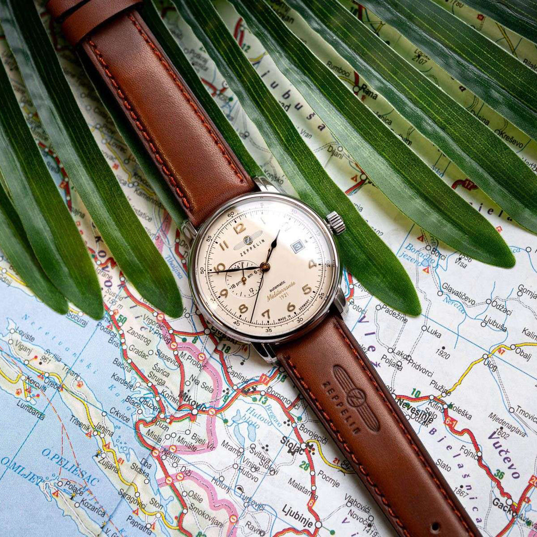 Zeppelin LZ121 Mediterranèe 24ore 40mm beige automatic steel 9668-5