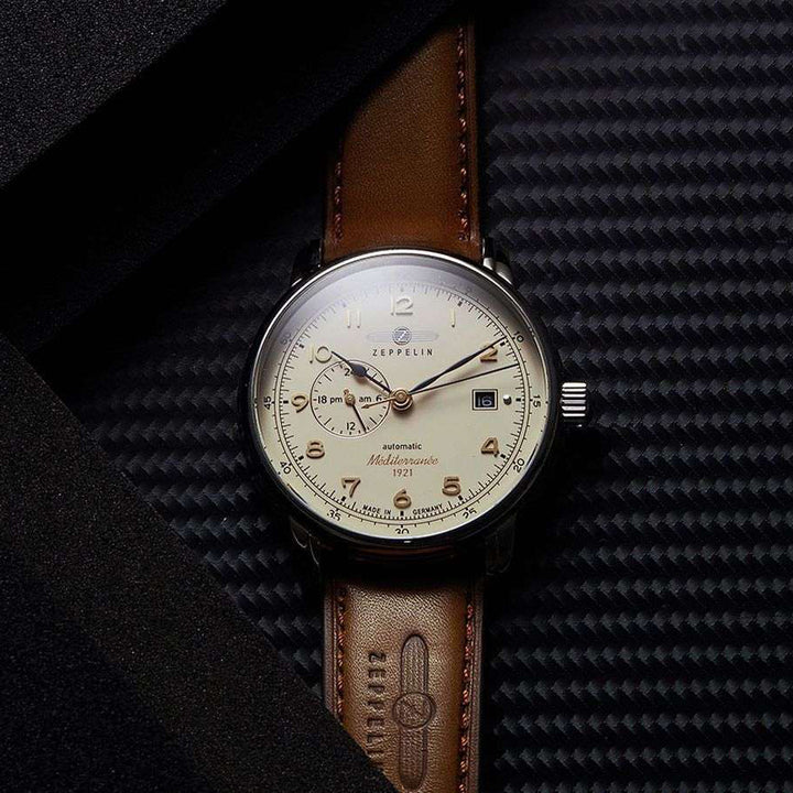Zeppelin LZ121 Mediterranèe 24ore 40mm beige automatic steel 9668-5