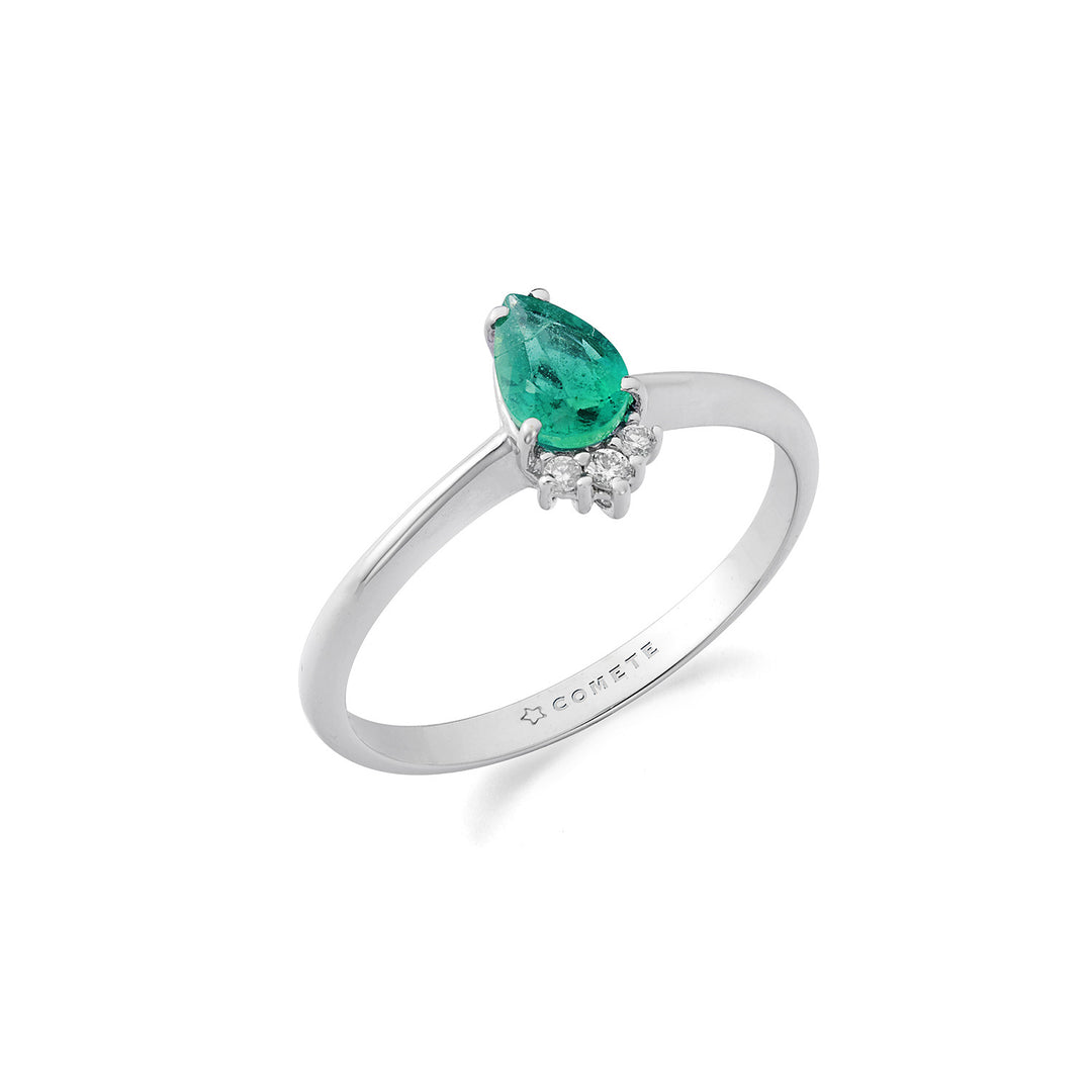 Comete Ring 750‰ guld, diamanter og smaragdfald ANB2742
