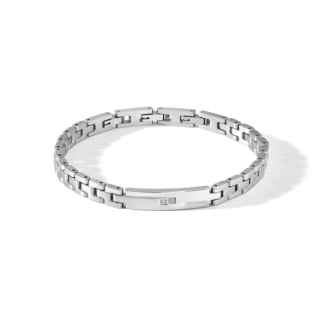 Comete armbånd i poleret og satin stål med hvide diamanter UBR1112