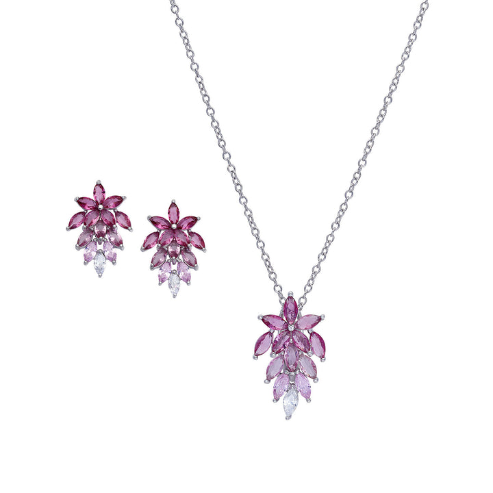 Comete Halsband och örhängen i rosa degradé zirkoner 925‰ Silver KIT264212
