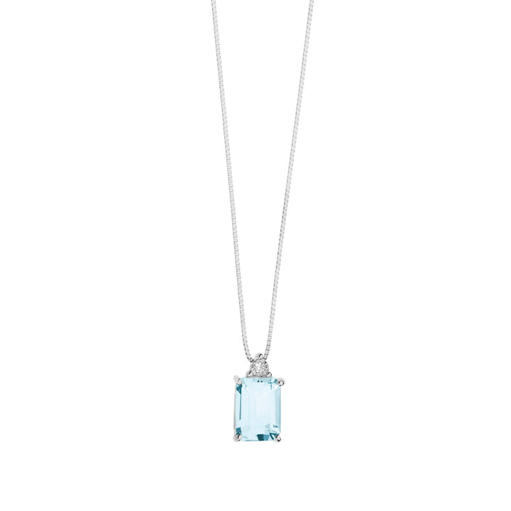 Comete Necklace in Gold, Diamonds and Octagonal Aquamarine GLQ278