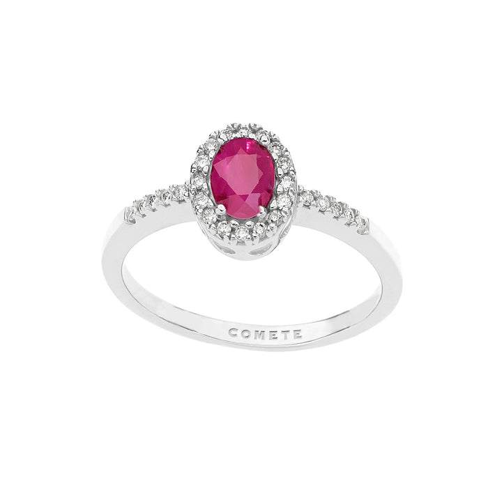 Comete-Ring aus Gold, Diamanten und ovalem Rubin ANB2701