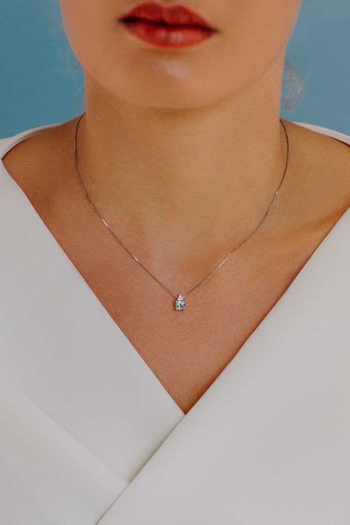Comete-Halskette aus Gold, Diamanten und Aquamarin, Antikschliff GLQ281