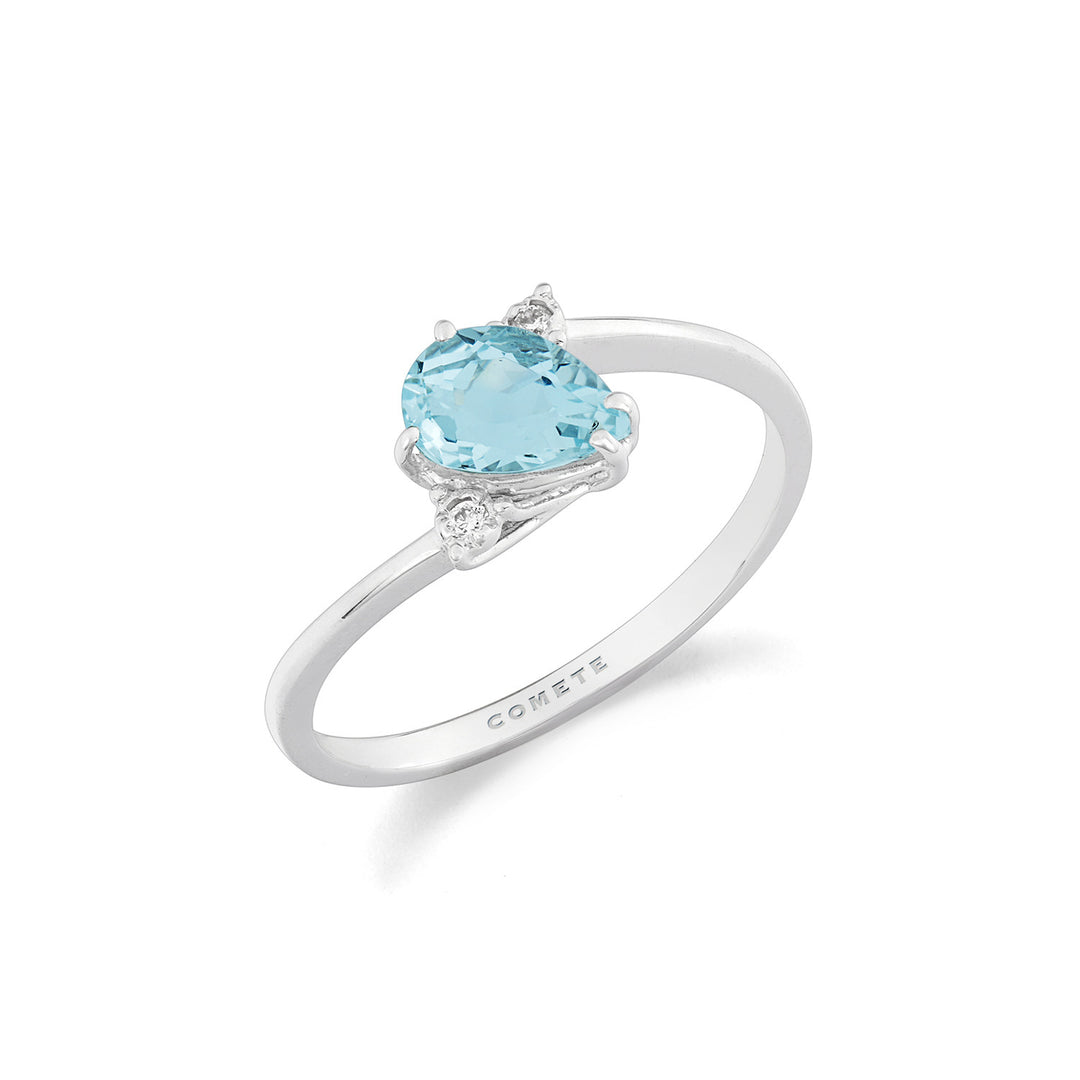 Comete Ring guld og hvide diamanter med Aquamarine Drop ANQ356