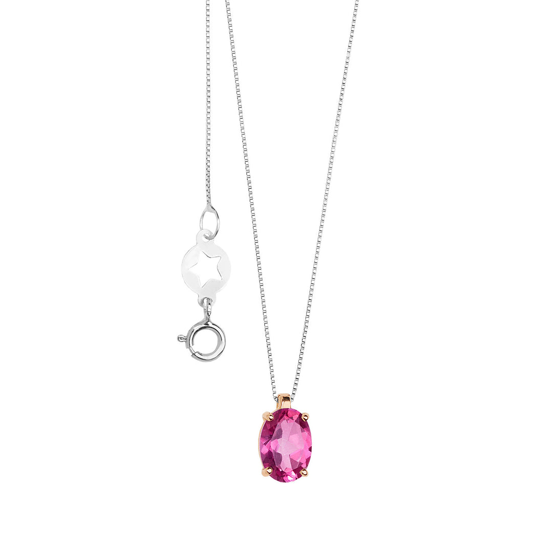 Comete Halskæde i rosa guld med Oval Pink Topaz GLB1643