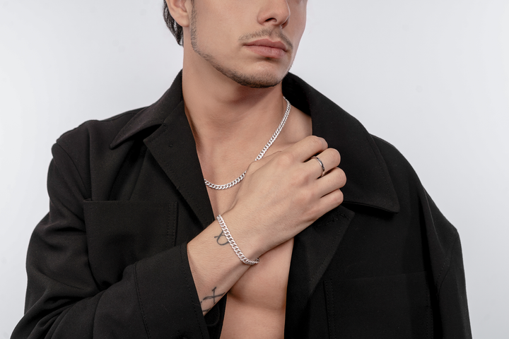 Comete Bracelet in rhodium-plated 925‰ silver, steel, white zircons UBR1292M20
