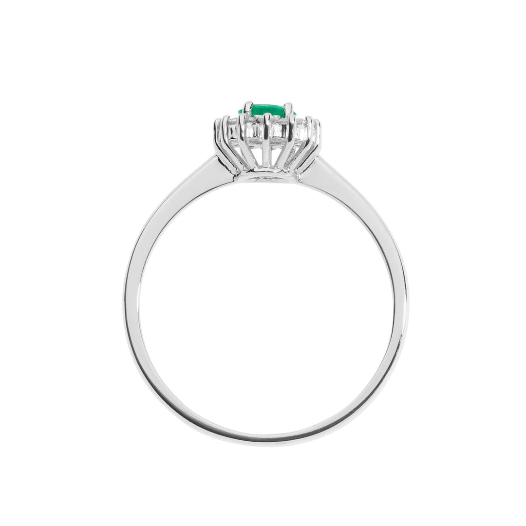 Comete-Ring aus Gold, Diamanten und ovalem Smaragd ANB2574S3